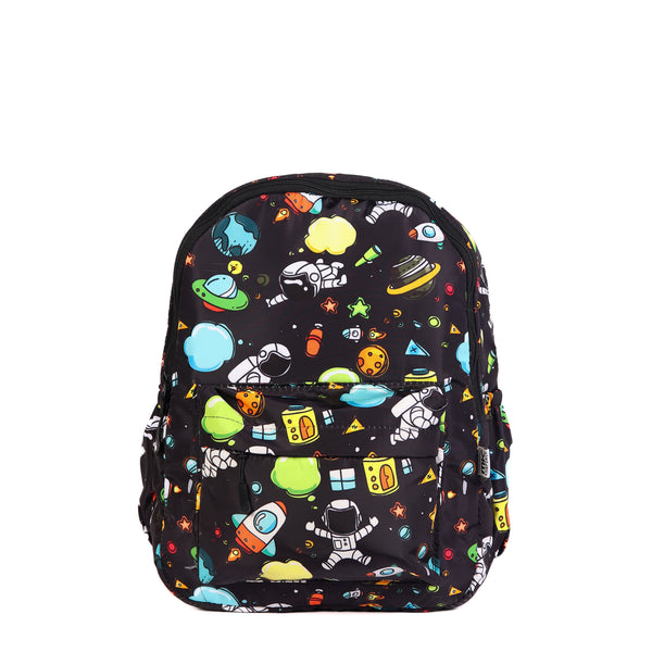 Outer Space Cartoon Print Kids Backpack