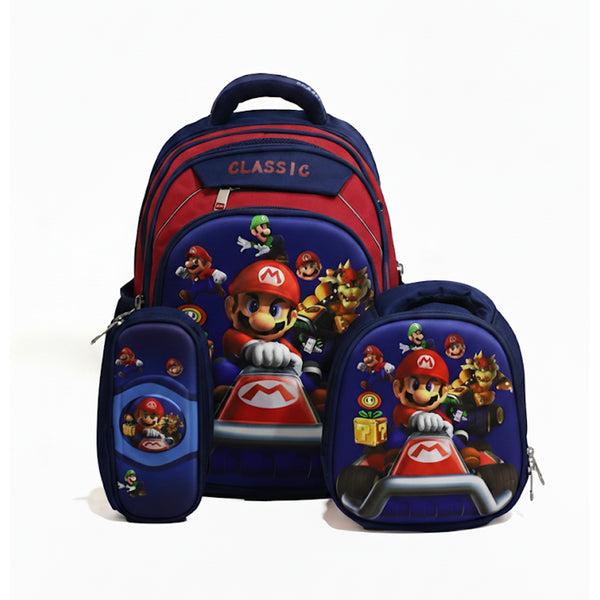 Kids School Backpack Set with Mario Print