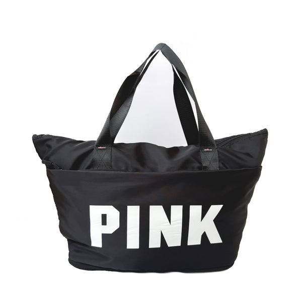 Oversized Zip Tote with PINK Graphic