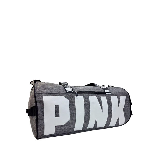PINK Gray Textured Duffel Bag