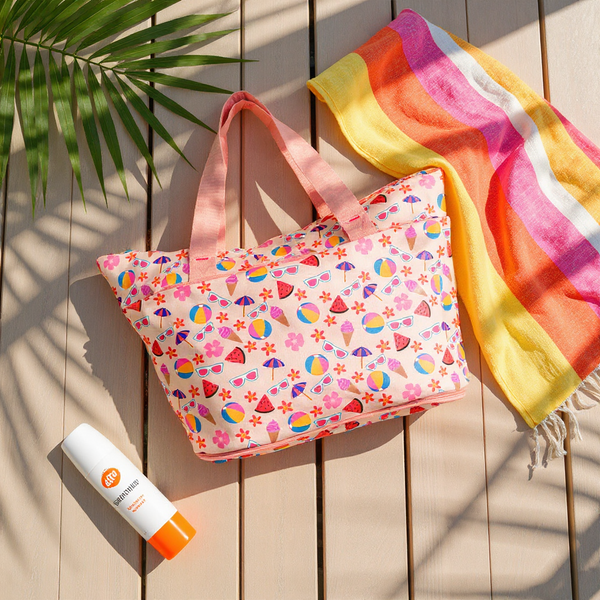Beach Tote with Playful Beach Icons
