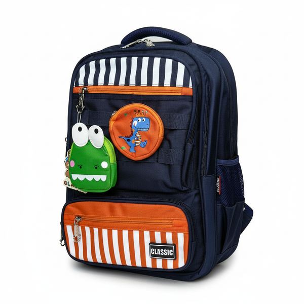 Dinosaur King Backpack with Pouches - Navy