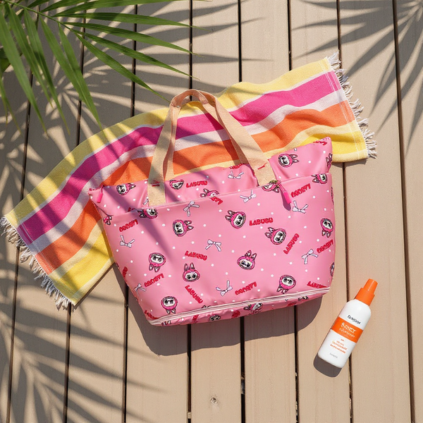 Beach Tote with Labubu Print